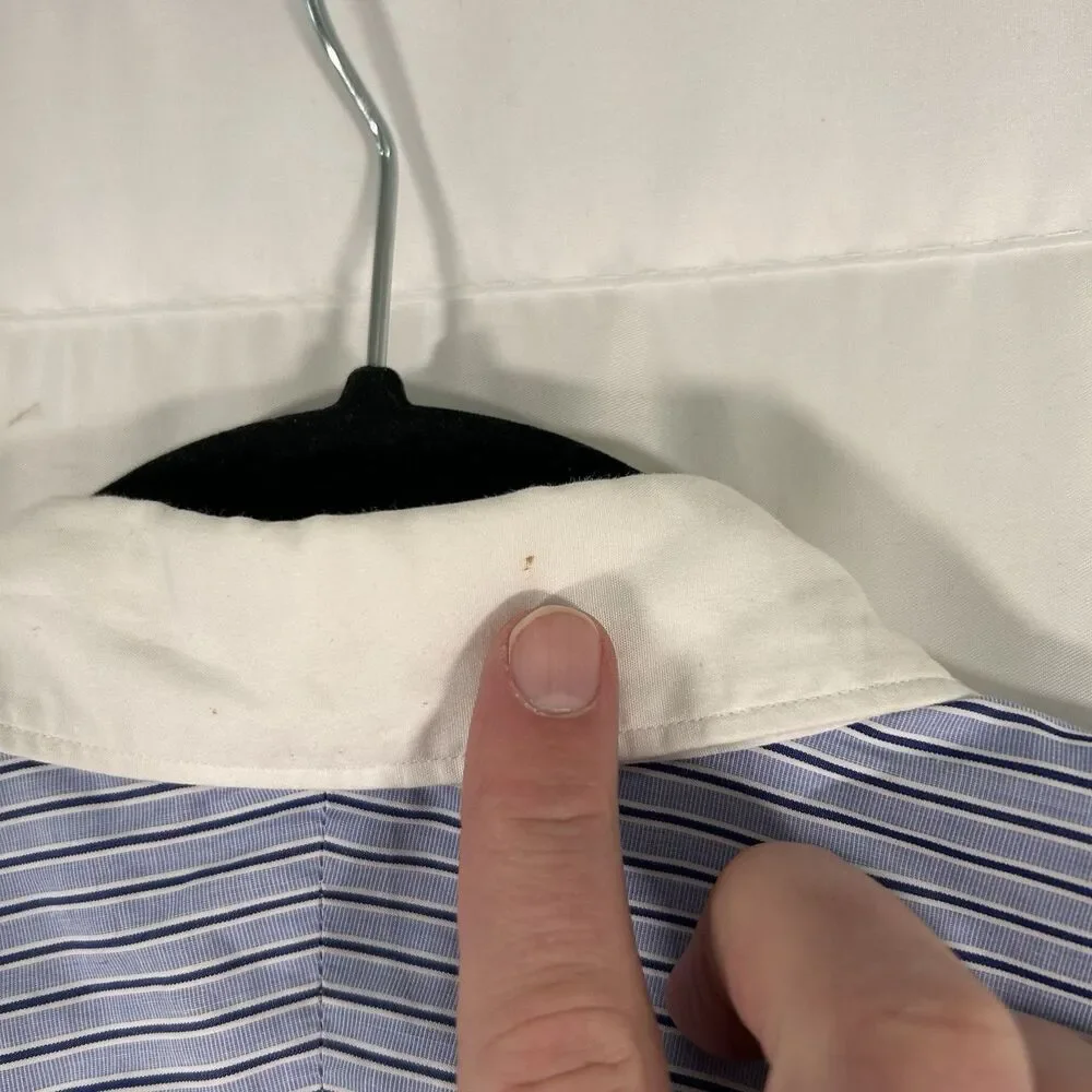 Suitsupply Dress Shirt Men's 16.5 42 Blue Striped Egyptian Cotton Long Sleeve - Picture 6 of 7